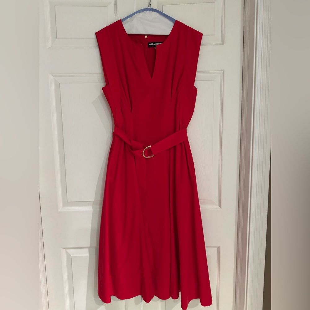 Karl Lagerfeld Vivid Red Midi Dress